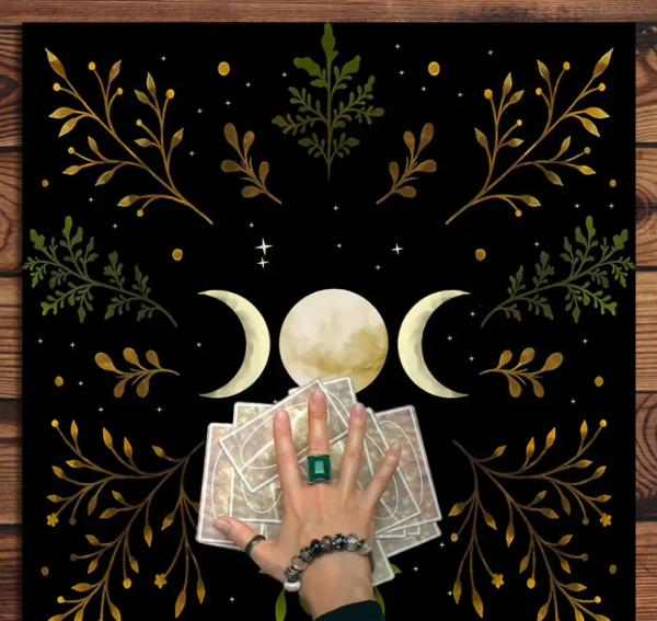 Alternativtext für Bilder: Tarot Decke Altar Tuch 75x75 cm – Spirituelles Legetuch für Tarot und Orakel von Manoja-Esoterik